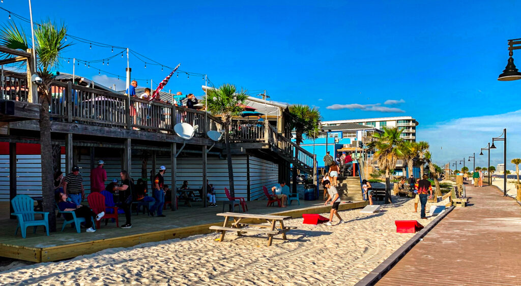 Outdoor seating at Shaggy's Biloxi Beach near Keesler Air Force Base